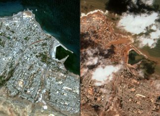 GRAD IZGLEDA KAO DA JE BOMBARDOVAN: Jezivi satelitski snimci Libije, broj mrtvih premašio 5.300 (VIDEO)