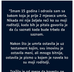 “Imam 15 godina i odrasla sam sa bakom koja je prije 2 mjeseca umrla…”