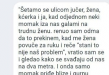 “Šetamo se ulicom jučer, žena, kćerka i ja”