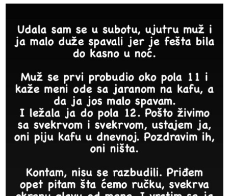 Udala sam se u subotu, ujutru muž i ja malo duže spavali jer je fešta bila do kasno u noć….