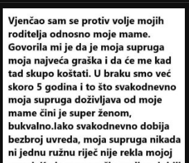 “Vjenčao sam se protiv volje mojih roditelja odnosno moje mame”
