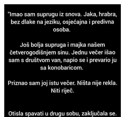 “Imao sam suprugu iz snova. Jaka, hrabra, bez dlake na jeziku…