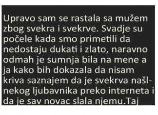 “Rastala sam se mužem radi svekra i svekrve- SVE JE PUKLO…”