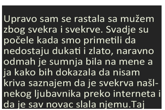 “Rastala sam se mužem radi svekra i svekrve- SVE JE PUKLO…”