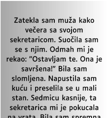 Zatekla sam muža kako večera sa svojom sekretaricom…”