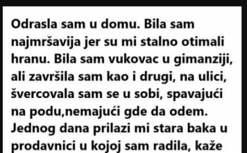 ODRASLA SAM U DOMU. BILA SAM NAJMRŠAVIJA JER SU MI STALNO OTIMALI HRANU. BILA SAM ….