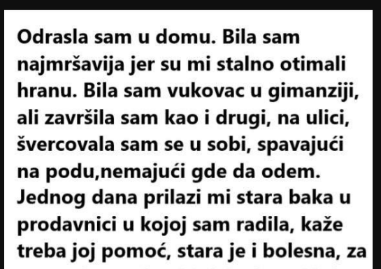 ODRASLA SAM U DOMU. BILA SAM NAJMRŠAVIJA JER SU MI STALNO OTIMALI HRANU. BILA SAM ….