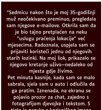 “Sedmicu nakon što je moj 35-godišnji muž neočekivano preminuo…”