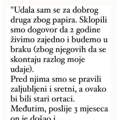 “Udala sam se za prijatelja zbog papira – a sada ne znam šta da radim”