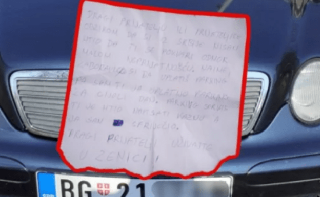 Beograđani turistički došli u Zenicu a kada su se vratili iz šetnje zatekla ih poruka na parkingu! (FOTO)
