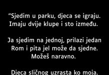 “Sjedim u parku, djeca se igraju. Imaju dvije klupe i sto između”