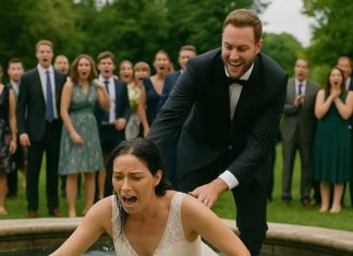 Tokom vjenčanja me je muž gurnuo u fontanu – ali moj odgovor pred svima je bio nezaboravan!