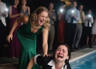 Njena jednostavna crna uniforma oštro se…