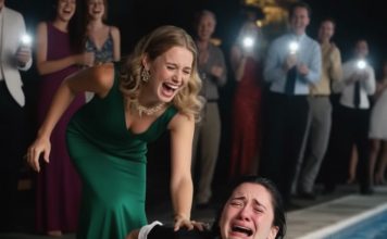 Njena jednostavna crna uniforma oštro se…