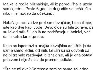 Majka je rodila bliznakinje, ali iz porodilišta je uzela samo jednu. Posle 6 godina dogodilo se nešto što niko nije mogao da očekuje. .