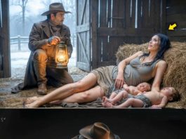 Usamljeni kauboj je čuo buku u štali. Kada je prišao, ugledao je mladu ženu sa dvoje novorođenčadi.