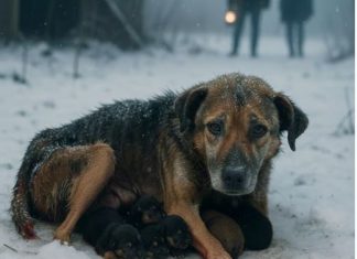 “Žrtva ljubavi: Pas koji je dao sve za svoje štence u smrtonosnom snegu”