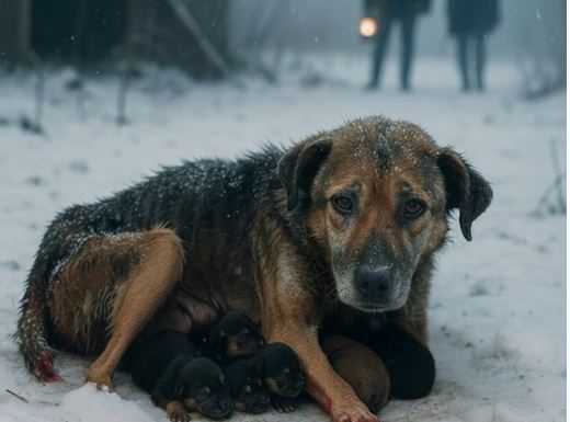 “Žrtva ljubavi: Pas koji je dao sve za svoje štence u smrtonosnom snegu”