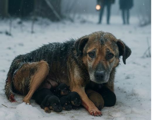 “Žrtva ljubavi: Pas koji je dao sve za svoje štence u smrtonosnom snegu”