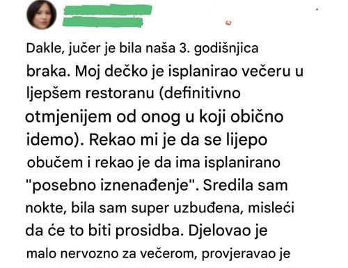 Oćekivala sam prsten.,ali…