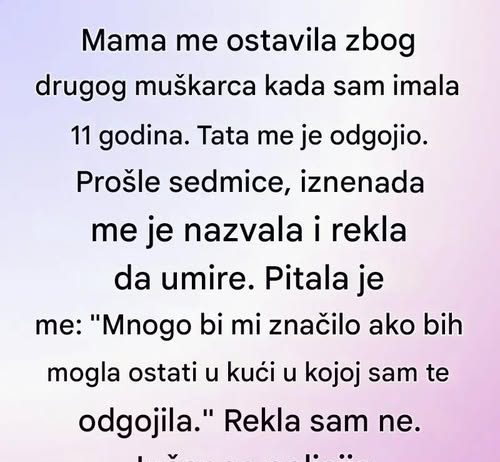 Mama me ostavila zbog drugog muškarca…