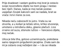 Prije dvadeset i sedam godina, moj brat je ostavio svoje novorođenče na mom pragu i nestao bez ijedne riječi… Danas, kada je moj nećak postao ostvareni čovjek kakvom sam se nadala, moj brat se vraća i mene krivi za sve.
