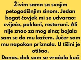 Živim sama sa svojim petogodišnjim sinom. Jedan bogat čovjek mi se udvarao: