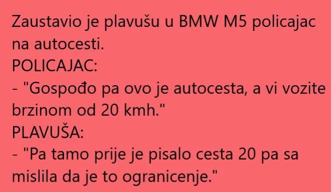 Vic dana: Plavuša na autocesti