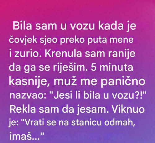 Napustila je voz zbog lošeg osećaja — a onda je zazvonio telefon