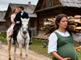 Farmer je jahao sa svojom djevojkom… i ukočio se kada je vidio svoju trudnu bivšu ženu kako nosi drva za ogrjev…