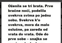 Oženila se tri brata. Prve bračne noći, podijelila svekrva svima po jednu sobu….
