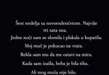 Nisam spavala više od tri sata punih šest nedelja. Nova beba. Moj muž se trudio, ali ni jedno od nas nije znalo šta radi i oboje smo bili na ivici snage, počeli da govorimo stvari koje ne mislimo ….