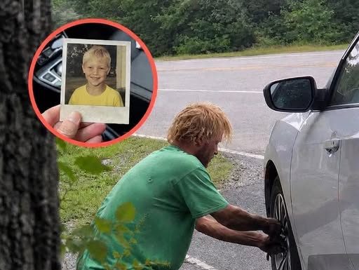 Beskućnik mi je pomogao da promijenim probušenu gumu na ruti 9, na istoj cesti gdje je moj sin nestao prije 20 godina — ono što je ostavio na suvozačevom sjedištu oborilo me na koljena.