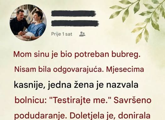 Žena je donirala bubreg mom sinu… A onda je nestala pre nego što je stigao da joj kaže „hvala“