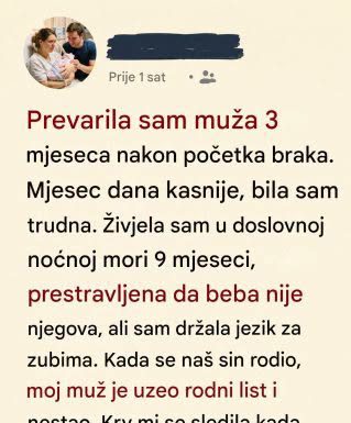 “Prevarila sam muža, a reakcija nakon porođaja me je slomila”: Muž je u bolnici pocepao DNK test i izgovorio rečenicu koju nikada neću zaboraviti