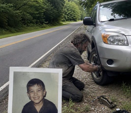 Osamnaest godina nakon što je moj sin nestao, beskućnik mi je promijenio probušenu gumu na Ruti 9… Ali ono što je ostavio u mom automobilu potpuno me slomilo
