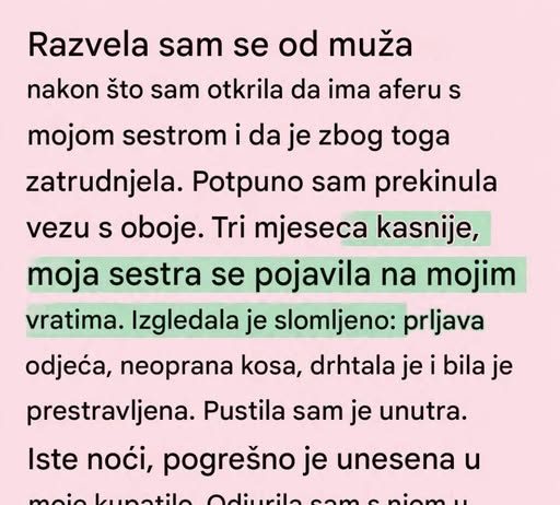 Mrzela sam svoju sestru jer mi je uništila brak… Sve do noći kada je izgubila bebu