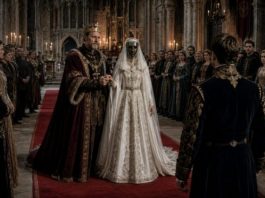 Vojvoda je još od djetinjstva skrivao lice svoje kćeri ispod tamne metalne maske i bijelog vela, kako nitko u dvorcu ne bi vidio njezino pravo lice sve do dana njezina vjenčanja. Ali kada je mladoženja napokon skinuo masku pred oltarom, cijela se dvorana sledila od užasa pred onim što se skrivalo ispod nje