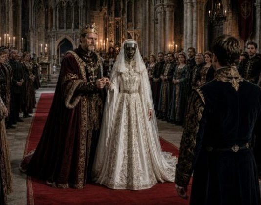 Vojvoda je još od djetinjstva skrivao lice svoje kćeri ispod tamne metalne maske i bijelog vela, kako nitko u dvorcu ne bi vidio njezino pravo lice sve do dana njezina vjenčanja. Ali kada je mladoženja napokon skinuo masku pred oltarom, cijela se dvorana sledila od užasa pred onim što se skrivalo ispod nje