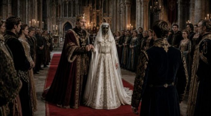 Vojvoda je još od djetinjstva skrivao lice svoje kćeri ispod tamne metalne maske i bijelog vela, kako nitko u dvorcu ne bi vidio njezino pravo lice sve do dana njezina vjenčanja. Ali kada je mladoženja napokon skinuo masku pred oltarom, cijela se dvorana sledila od užasa pred onim što se skrivalo ispod nje