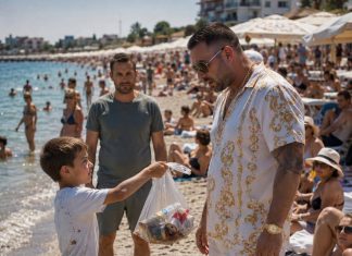 Osmogodišnji dječak potrčao je za muškarcem koji je ostavio smeće na plaži. Kada mu je pružio vreću, svi oko njih ostali su bez riječi…