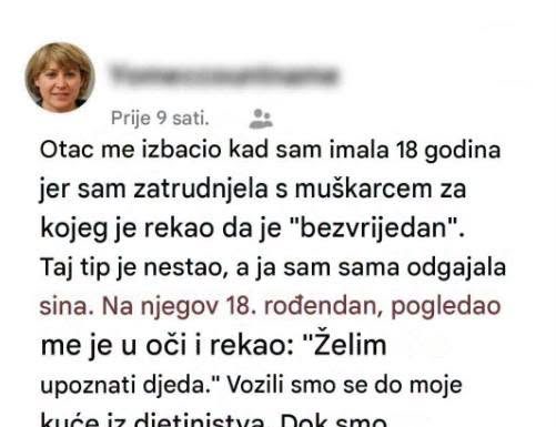 Otac ju je izbacio iz kuće kada je ostala trudna, a 18 godina kasnije unuk mu je pokucao na vrata