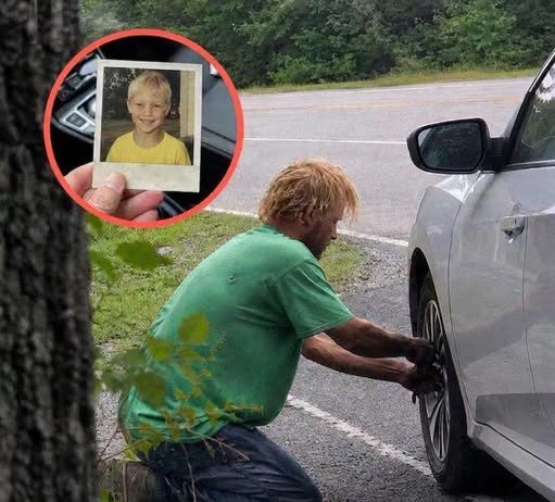 Beskućnik mi je pomogao da promijenim probušenu gumu na ruti 9, na istoj cesti gdje je moj sin nestao prije 20 godina — ono što je ostavio na suvozačevom sjedištu oborilo me na koljena.